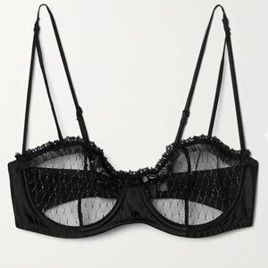 KIKI DE MONTPARNASSE Les Follies satin-trimmed metallic tulle balconette bra